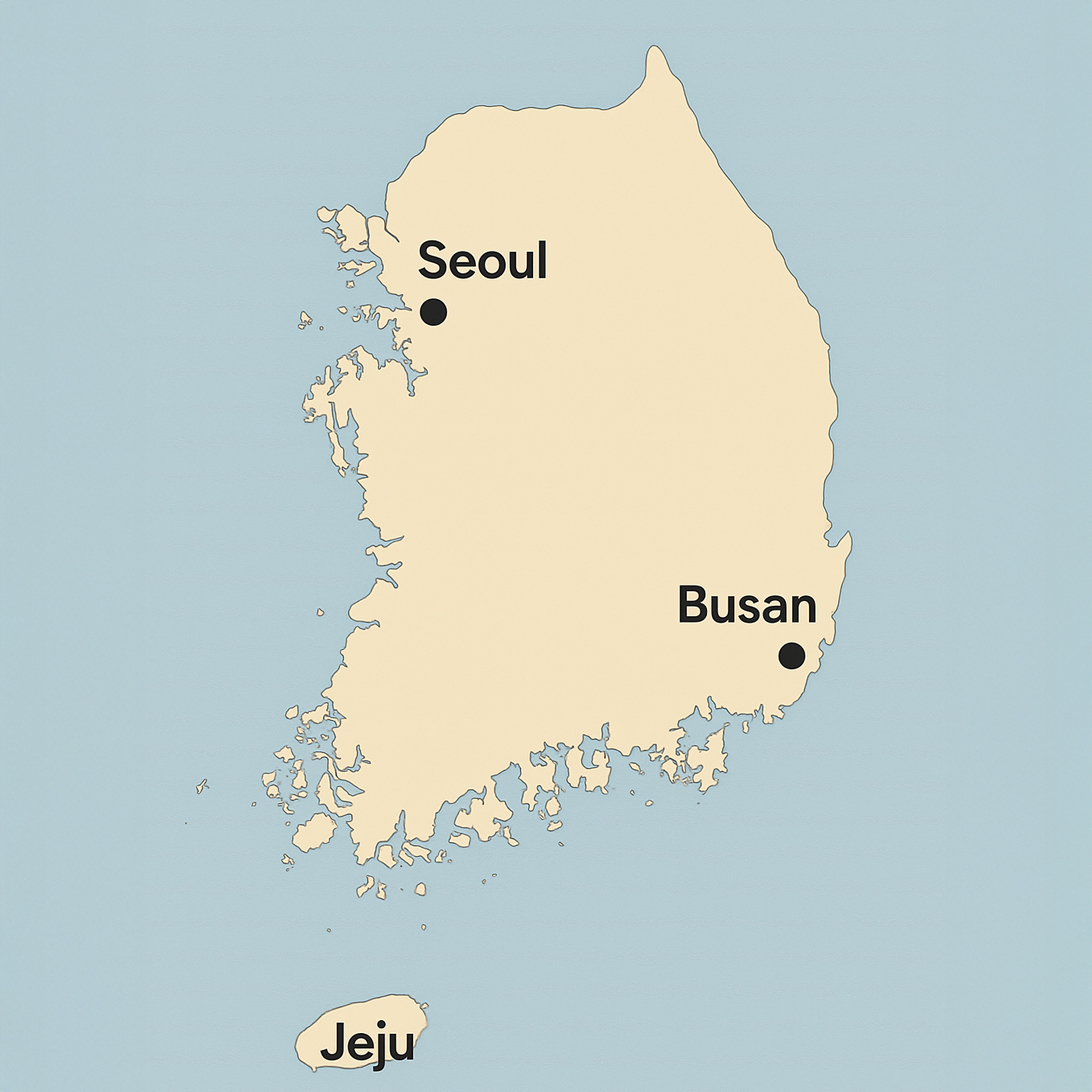 Map image for Seoul, Jeju Island, Busan Tour